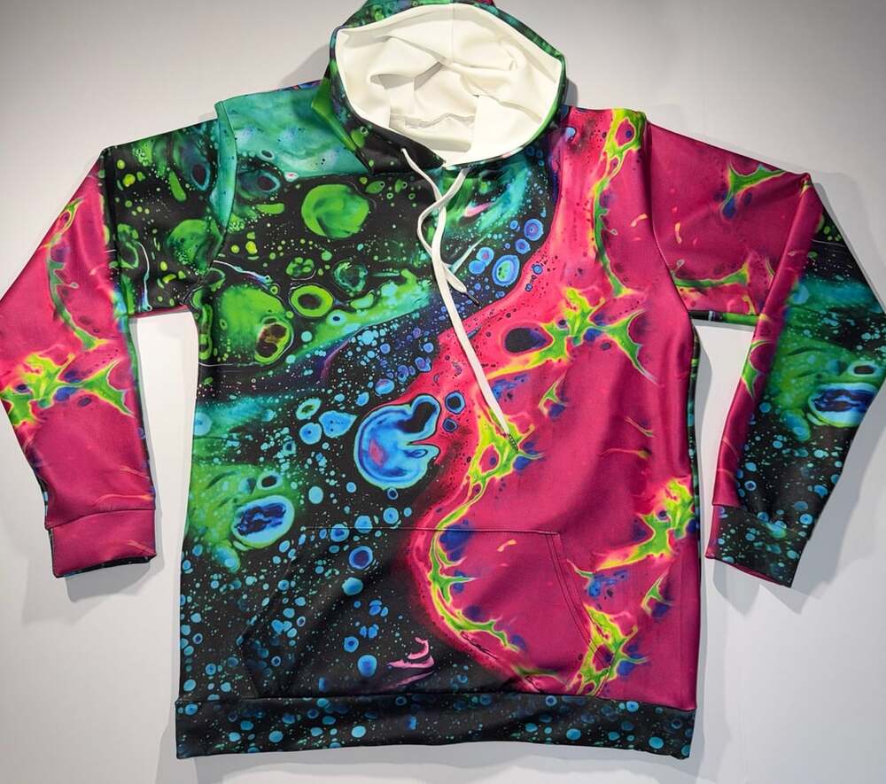 Cosmic Trip Fluid Art Psychedelic Print Unisex Hoodie 2XL